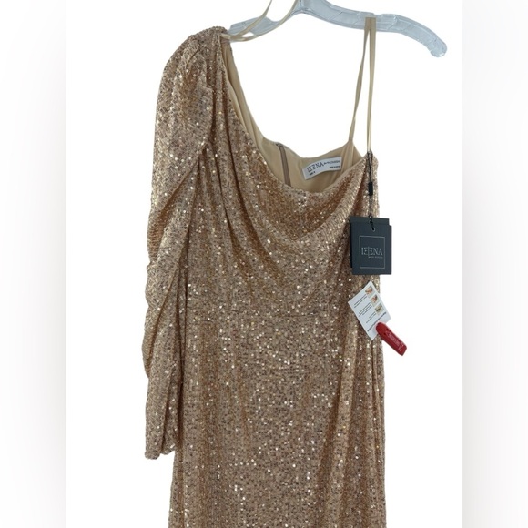 NWT Mac Duggal Sequin One Shoulder Trumpet Gold Gown 8 - Picture 7 of 7